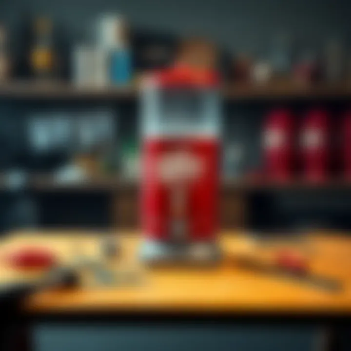 A unique Dr Pepper dispenser placed on a wooden table, needing repair with tools around it.