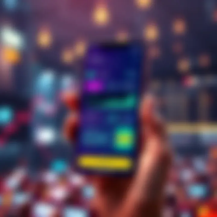 A smartphone displaying the Dreamcash app interface, showcasing impressive stats with graphs and figures, symbolizing user engagement and high transaction volume.