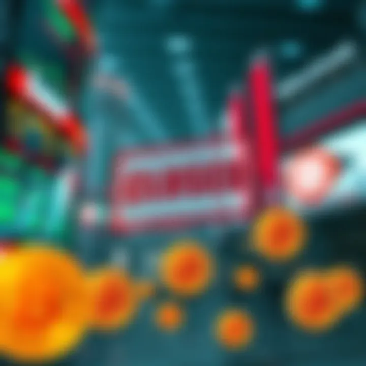 Dubai Stock Market Shutdown A view of the Dubai stock market with a closed sign, highlighting the financial pause in the region, while Bitcoin symbols are present showing its strength.