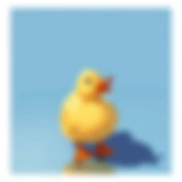 Duck symbol representing Patos strategy Illustration of a playful duck symbolizing the Duck Test for Patos marketing strategy