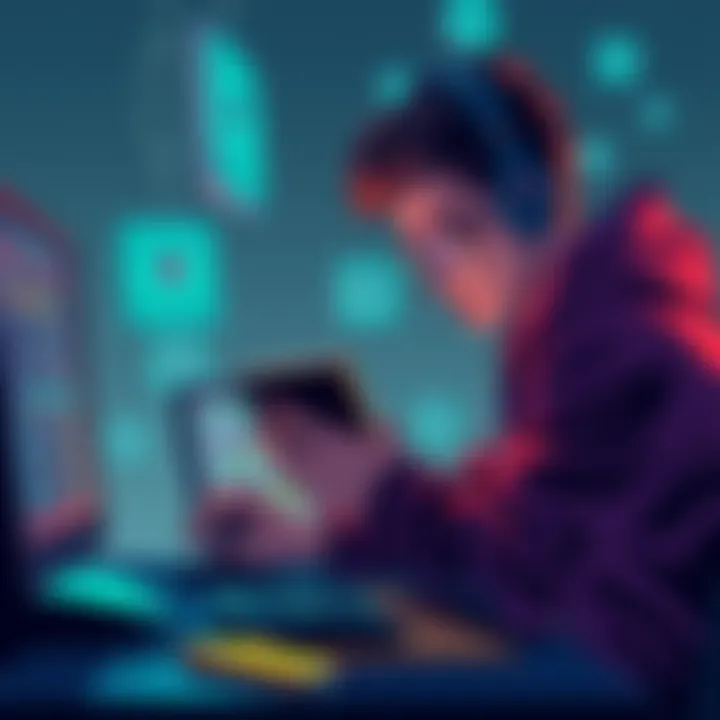 Illustration of a person setting up a duress wallet on a computer, ensuring security against wrench attacks.