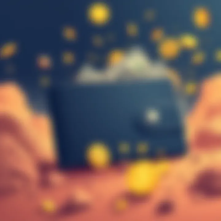 Illustration showing a cryptocurrency wallet receiving small, scattered transactions symbolizing dust attacks.