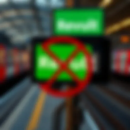 Dutch Railway sign with a green Revolut logo crossed out, indicating a ban on the card usage due to fraud concerns.