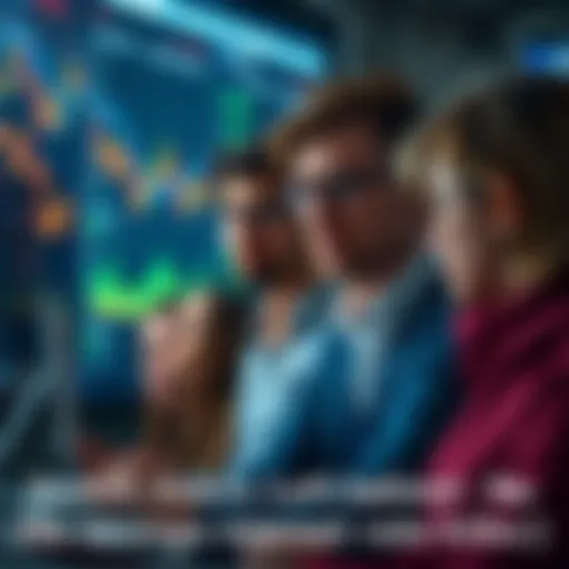 A group of Dutch people expressing concern while looking at financial charts on a screen, highlighting the disparity in savings interest rates