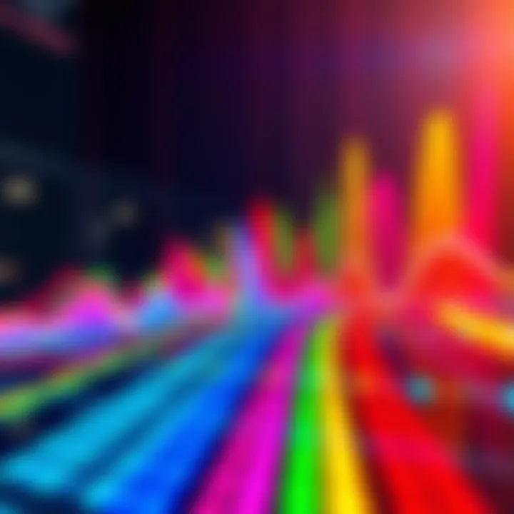 A colorful representation of data in a dynamic rainbow chart format showing various data points