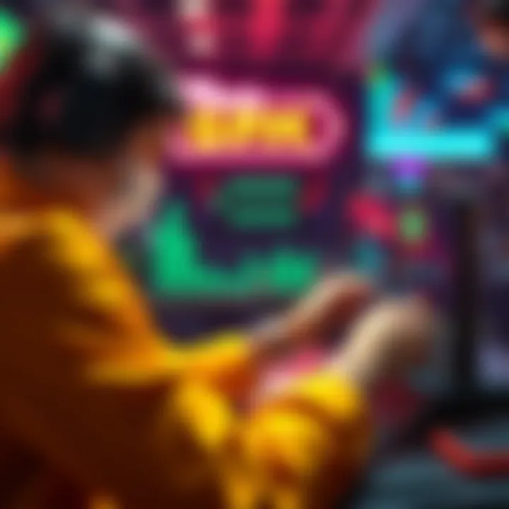 A user playing a mind game on the GlobalPiMarket app, earning GPM tokens with a vibrant interface.