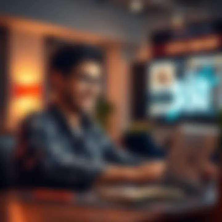 A person completing a quick KYC task on a laptop, looking satisfied and focused, with a $50 bill visible next to them