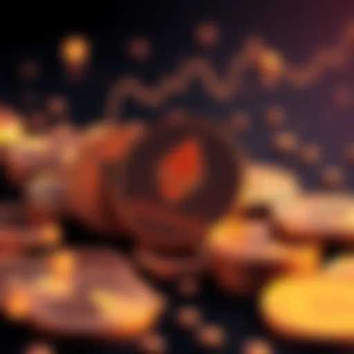 A graphic showing Ethereum coins with a growing graph indicating yield increase, symbolizing investment strategies.