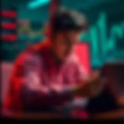 A person reviewing their stablecoin investment options with charts and a laptop showing financial information