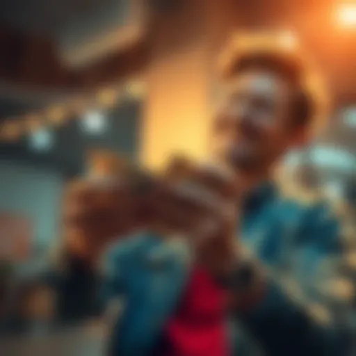A person counting cash and smiling, representing success from smart financial decisions.