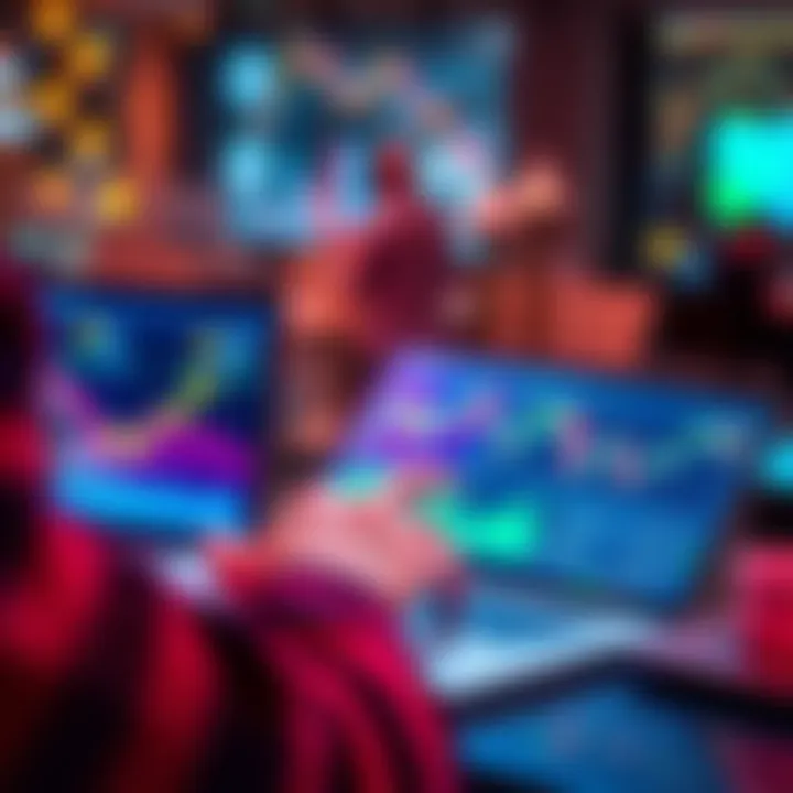 A person analyzing stablecoin options on a laptop with graphs and financial data on the screen