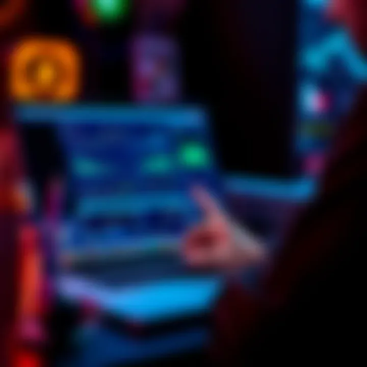 A person analyzing crypto earnings on USDT and USDC with charts and graphs on a laptop.