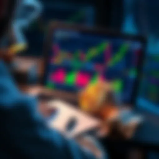 A person analyzing stock charts and cryptocurrency prices on a laptop, with a notepad and pen nearby, focused on maximizing their investments.