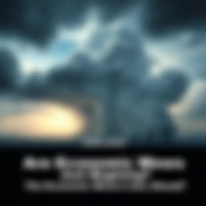 A storm cloud looming over financial graphs, symbolizing the uncertainty in the economy