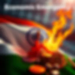 Indian flag with a backdrop of rising oil prices and crypto symbols, highlighting the economic crisis.