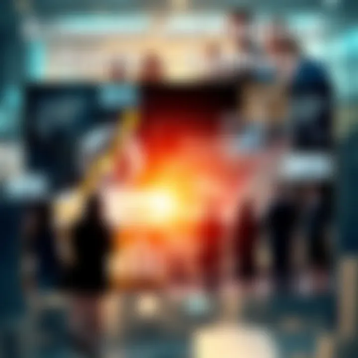 A collage showing graphs and people discussing economic and political changes