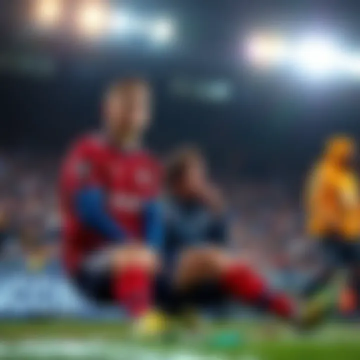 Edin Dzeko sitting on the sidelines, looking concerned after his injury during a match