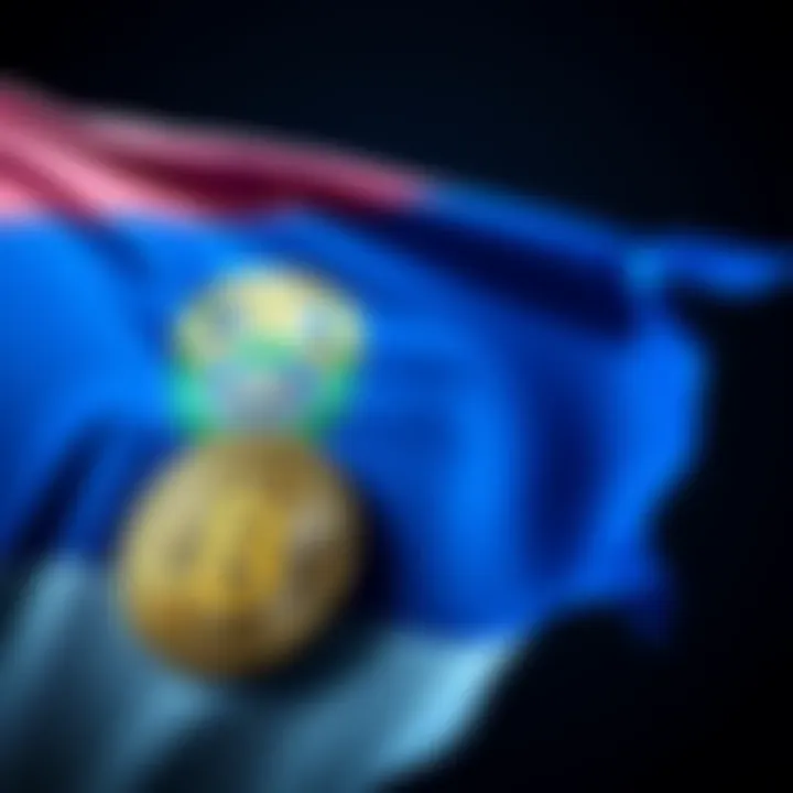 The flag of El Salvador alongside a Bitcoin symbol, representing the country's connection to cryptocurrency.