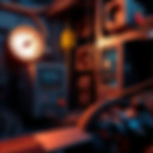 An electric meter next to various mining equipment in a room with proper ventilation.