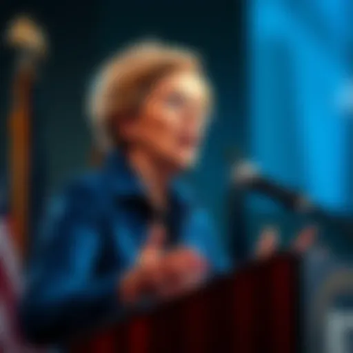 Senator Elizabeth Warren expressing her views on cryptocurrency regulations, focusing on XRP, during a public event