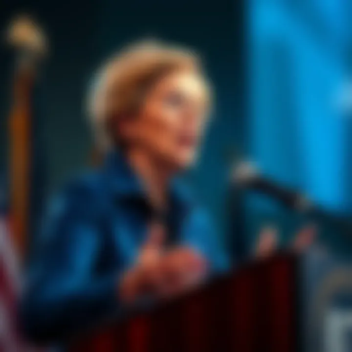 Senator Elizabeth Warren expressing her views on cryptocurrency regulations, focusing on XRP, during a public event