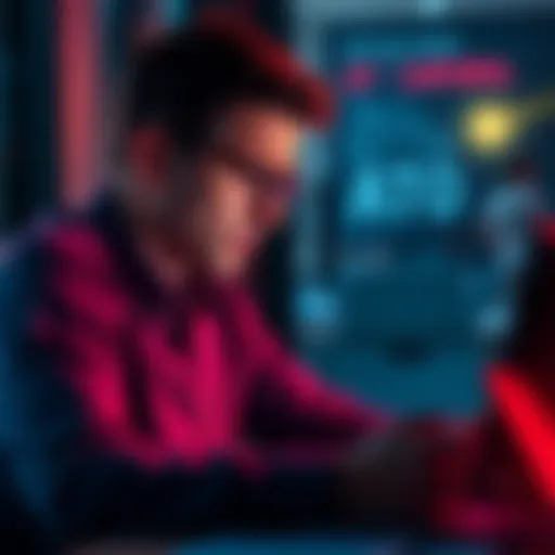 Email from ATO about cryptocurrency A person checking their email on a laptop, looking concerned about cryptocurrency transactions and taxes