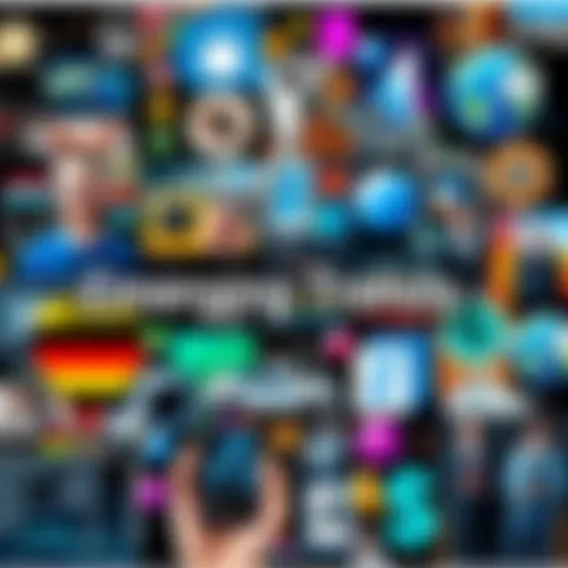 A collage representing various sectors influenced by current trends, including technology, culture, and social changes.