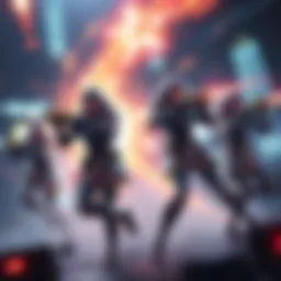 A scene showing Emma clones in action providing support and attacking in a video game setting.