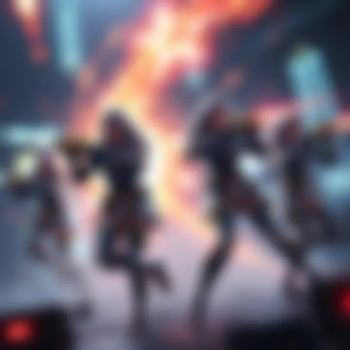 A scene showing Emma clones in action providing support and attacking in a video game setting.