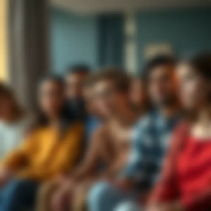 A group of diverse people sitting together, looking concerned and sharing their feelings in a supportive environment.