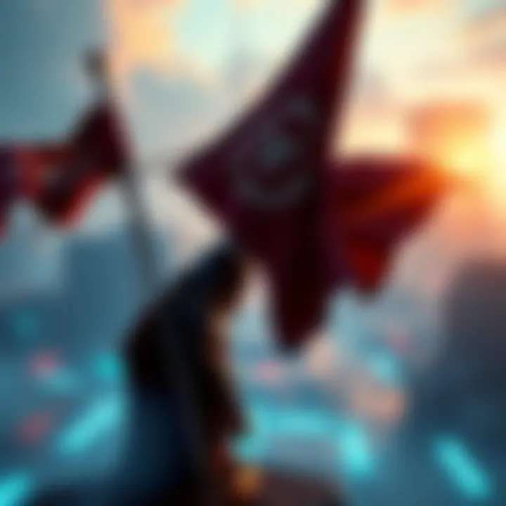 Empire Reclaims the Grid The Empire's banner raised high as it reclaims control of the grid, symbolizing power and authority.