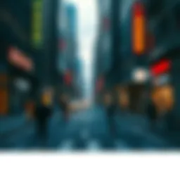 A quiet city street with people looking confused and disconnected, symbolizing a world without the Internet