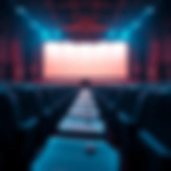 Empty theater seats A row of empty theater seats with a dimly lit stage in the background, symbolizing lack of excitement for upcoming releases.