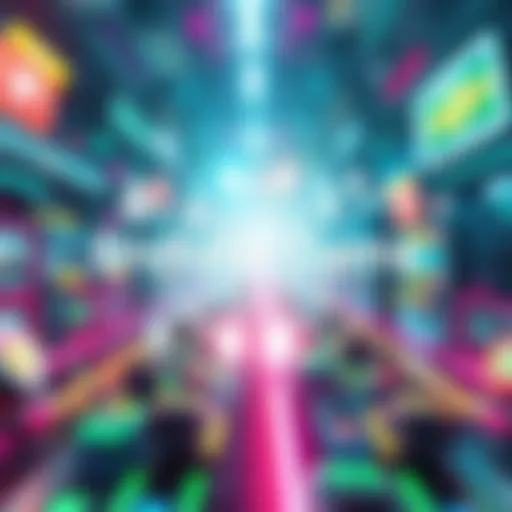 A futuristic game design with vibrant colors and dynamic elements representing endless possibilities in gaming.