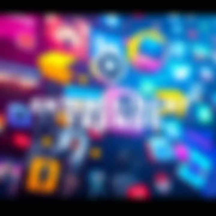 A vibrant collage of movie posters, music albums, and social media icons representing current entertainment trends.