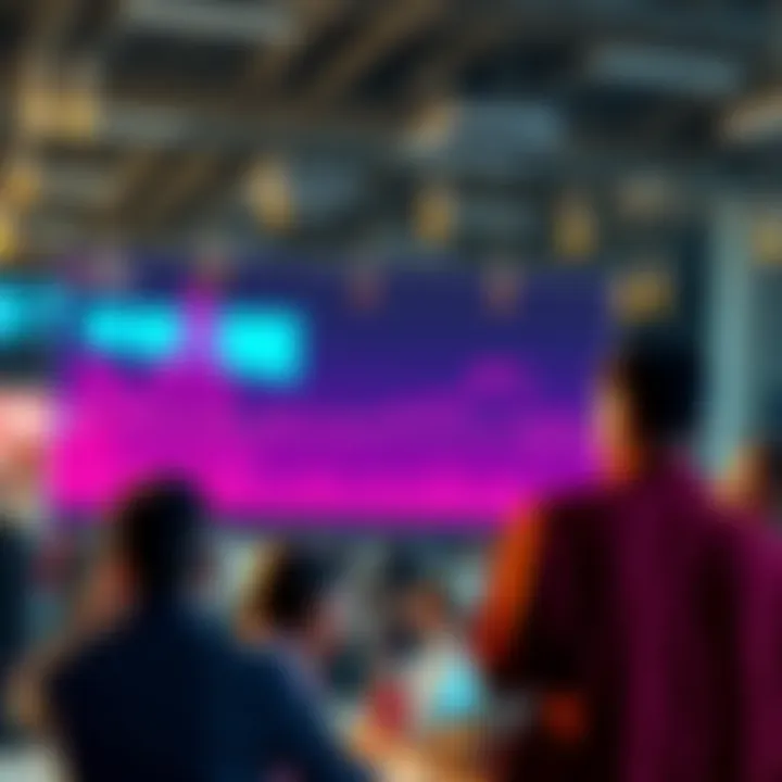 Graph showing a downward trend in the Ergo market, with a worried group of people discussing in the background.