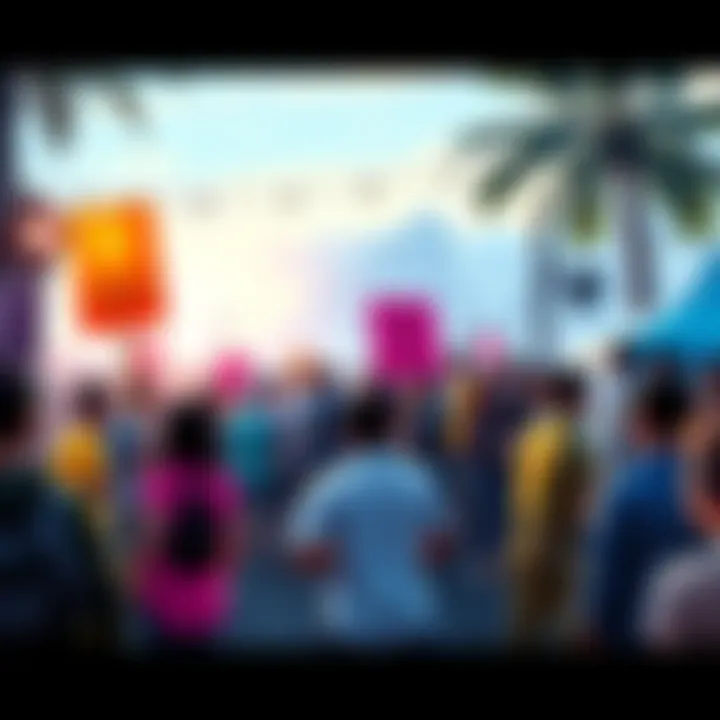 Ergo community gathering A group of people discussing cryptocurrency and community empowerment at an outdoor event, with signs promoting decentralization and innovation for Ergo.