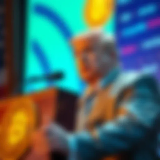 Eric Trump Discussing Cryptocurrency Eric Trump sharing his views on Bitcoin and the future of finance at a podium