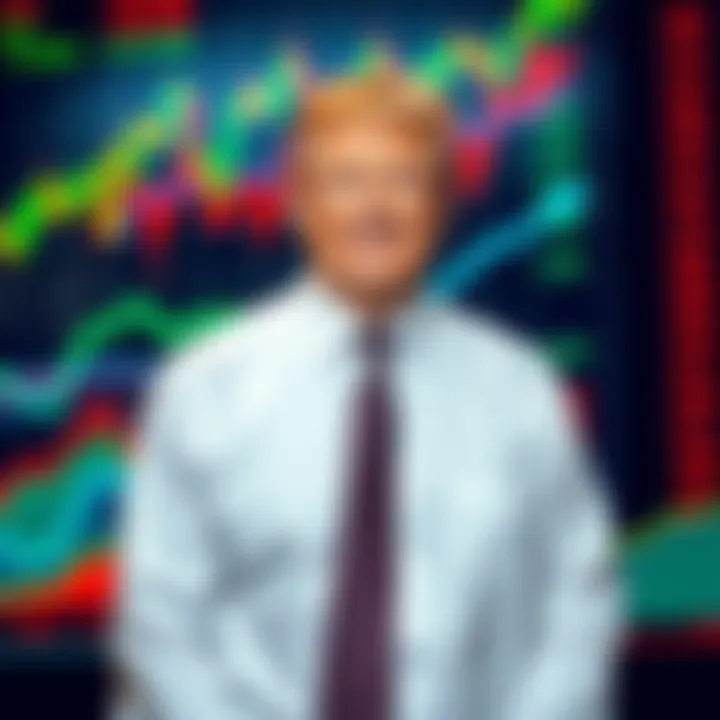 Eric Trump standing in front of cryptocurrency charts with a confident smile, representing his family's financial growth