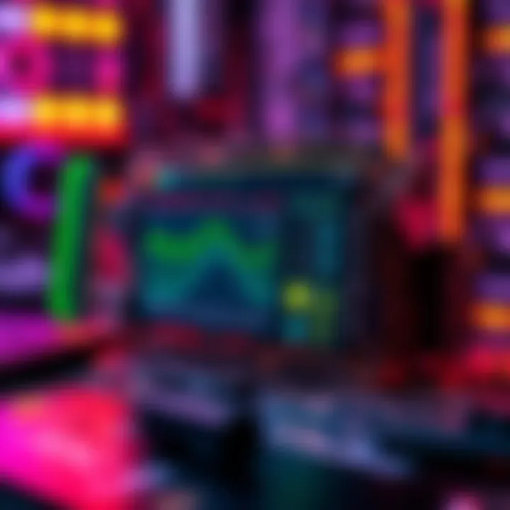 An ESP32 microcontroller with mining software on a screen showcasing performance metrics