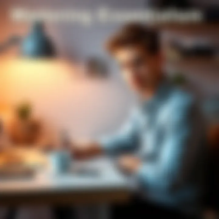 A person sitting at a desk with a notepad and a cup of coffee, surrounded by minimal clutter, focusing on important tasks.