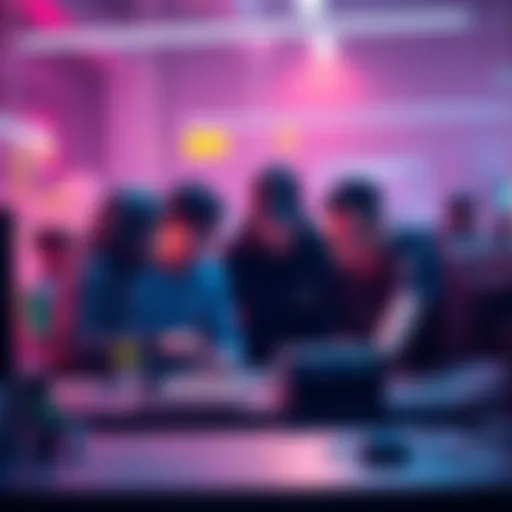A group of Ethereum developers collaborating on a project, showcasing Solana's vibrant development environment.
