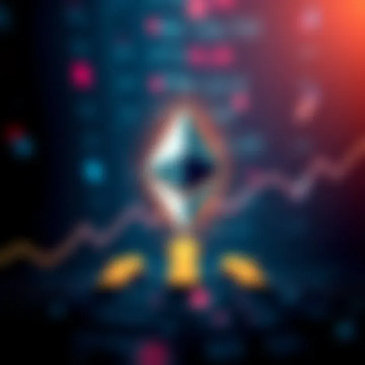 A visual showing Ethereum (ETH) logo with a flat price line, symbolizing stagnation, alongside arrows indicating institutional investment trends and ETF growth.