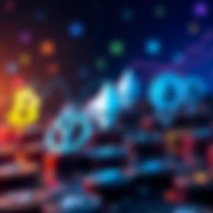 A graphic showing logos of popular ETH staking platforms like Coinbase, Lido, and Stader Labs with cryptocurrency symbols in the background.