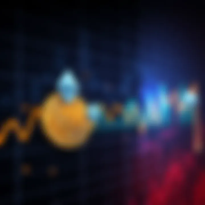 A line graph showing the price trends of Ethereum and Bitcoin over time, highlighting their fluctuations and comparisons.