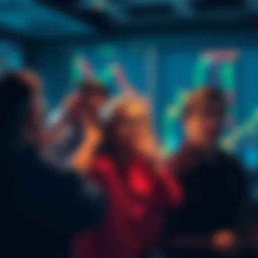 Group of people looking at cryptocurrency charts with mixed expressions of worry and amusement