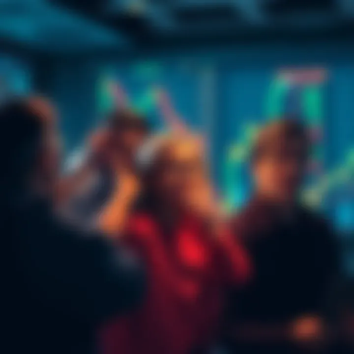 Group of people looking at cryptocurrency charts with mixed expressions of worry and amusement