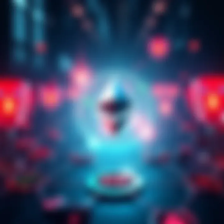 Ether in Ethereum Ecosystem An illustration showing Ether symbol connected to rollups and validiums, representing its role in Ethereum's growth.