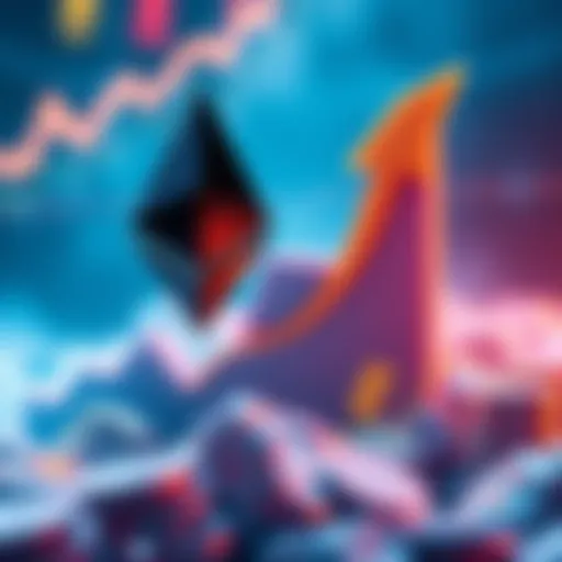 A visual comparison of Ethereum's current status and Amazon's during the 2001 dot-com crash, showing upward trends and market analysis visuals.