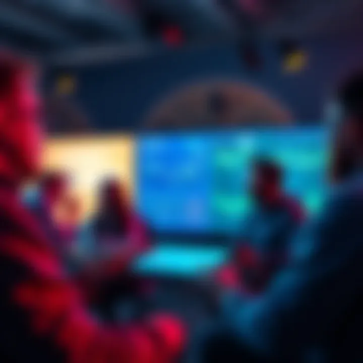 A group of people engaged in a lively discussion about Ethereum, featuring charts and a digital tablet with price updates.